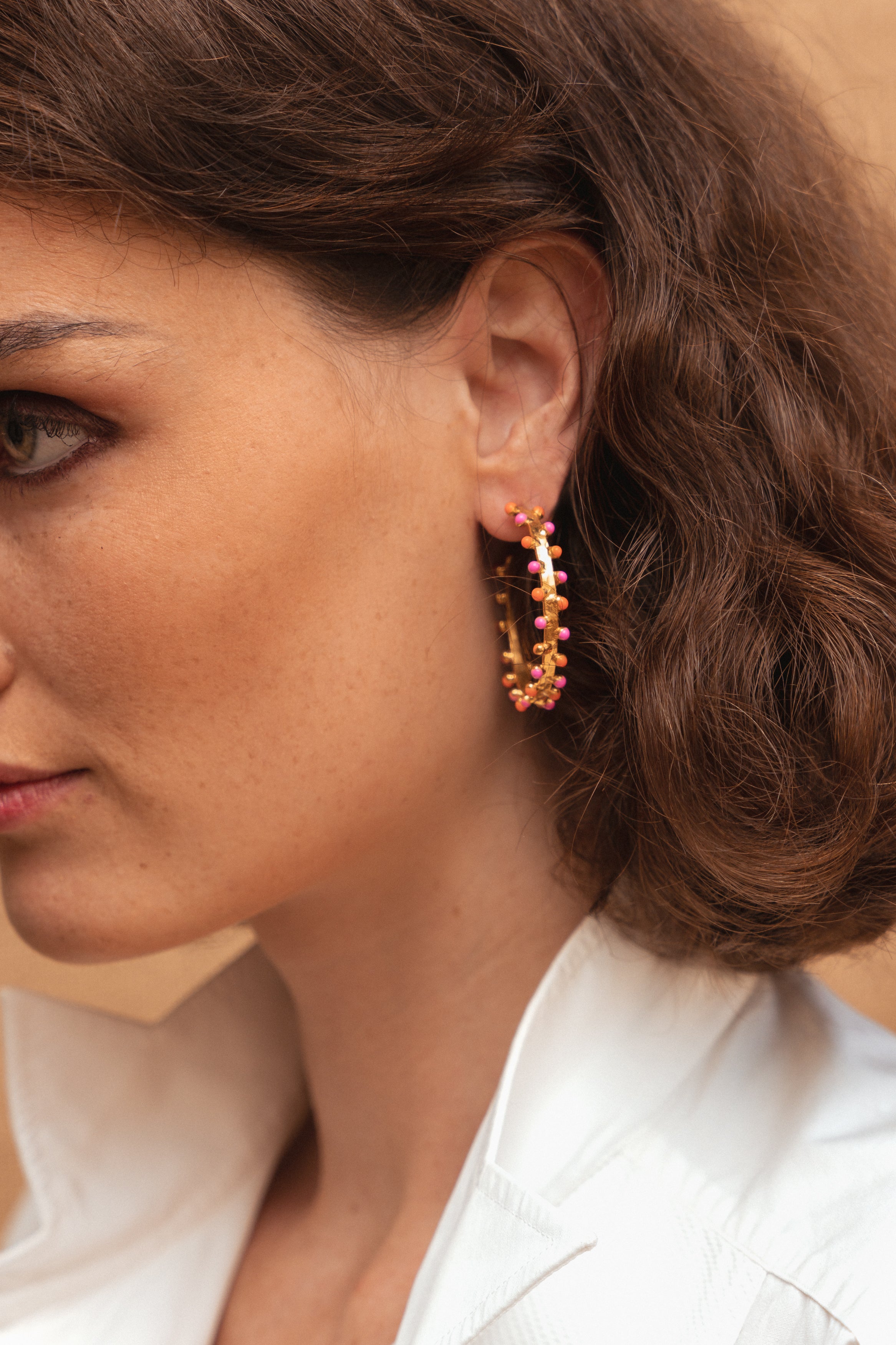 SYLVIA TOLEDANO Rose/Orange enamel Gipsy earrings