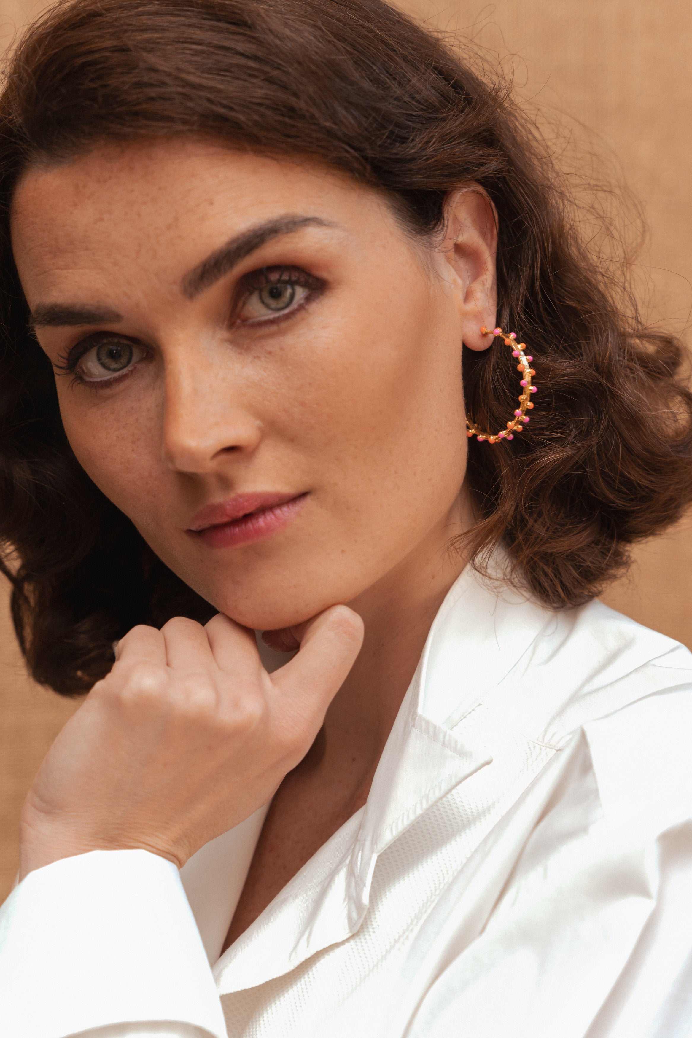 SYLVIA TOLEDANO Rose/Orange enamel Gipsy earrings