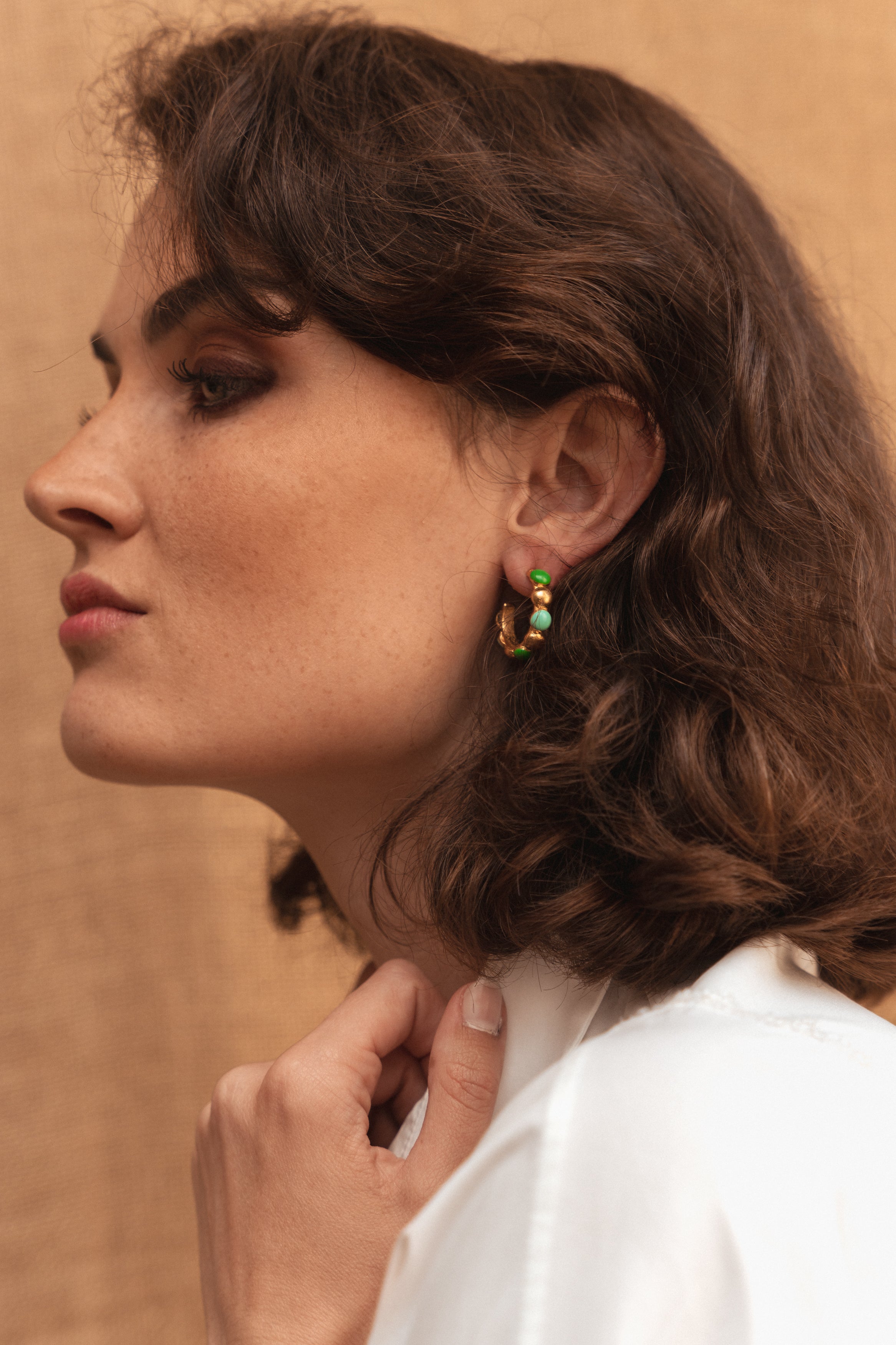 SYLVIA TOLEDANO Mini Creoles Vert/Turquoise Enamel earrings