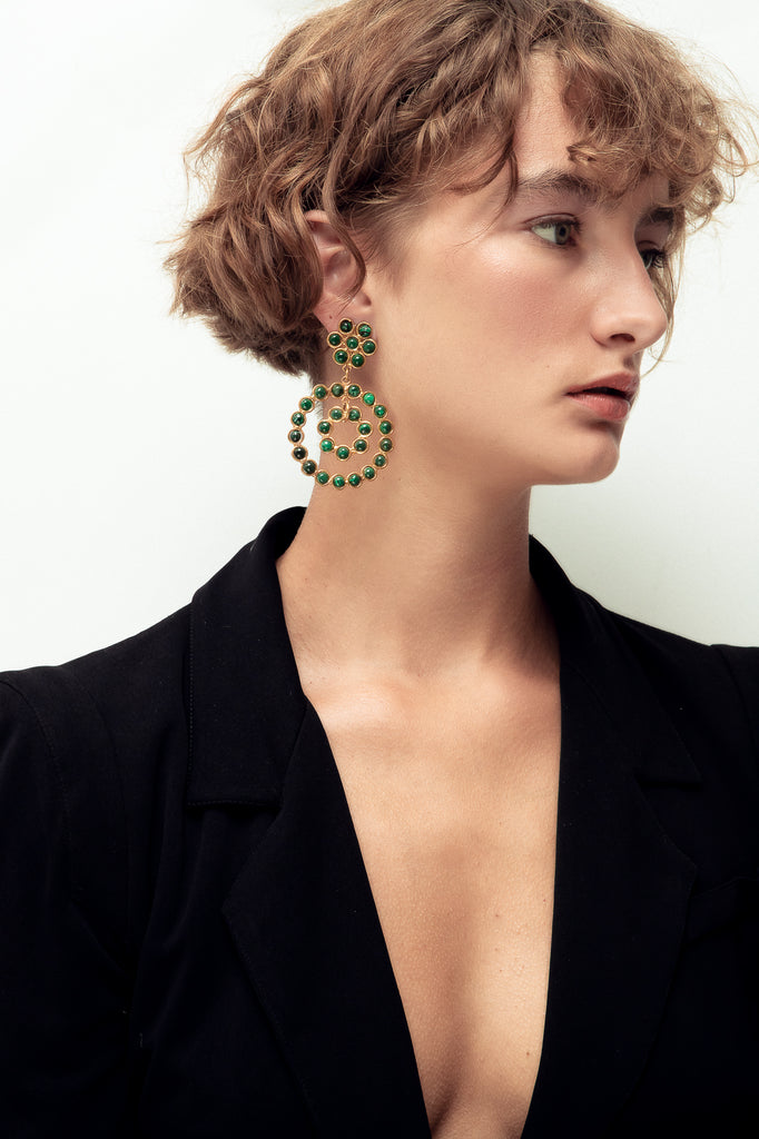SYLVIA TOLEDANO MALACHITE FLOWER CANDIES EARRING