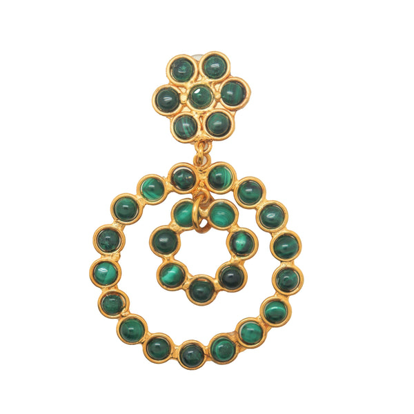 Flower candies earrings with Malachite