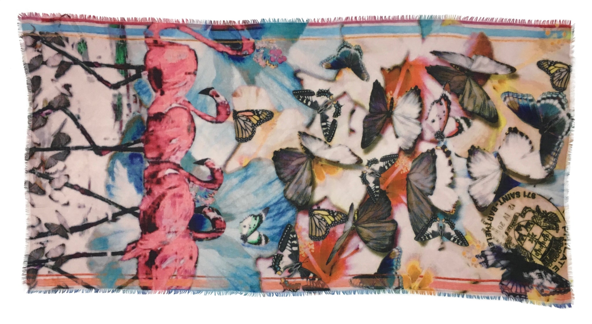 Ama Pure Flamingo turquoise cashmere scarf