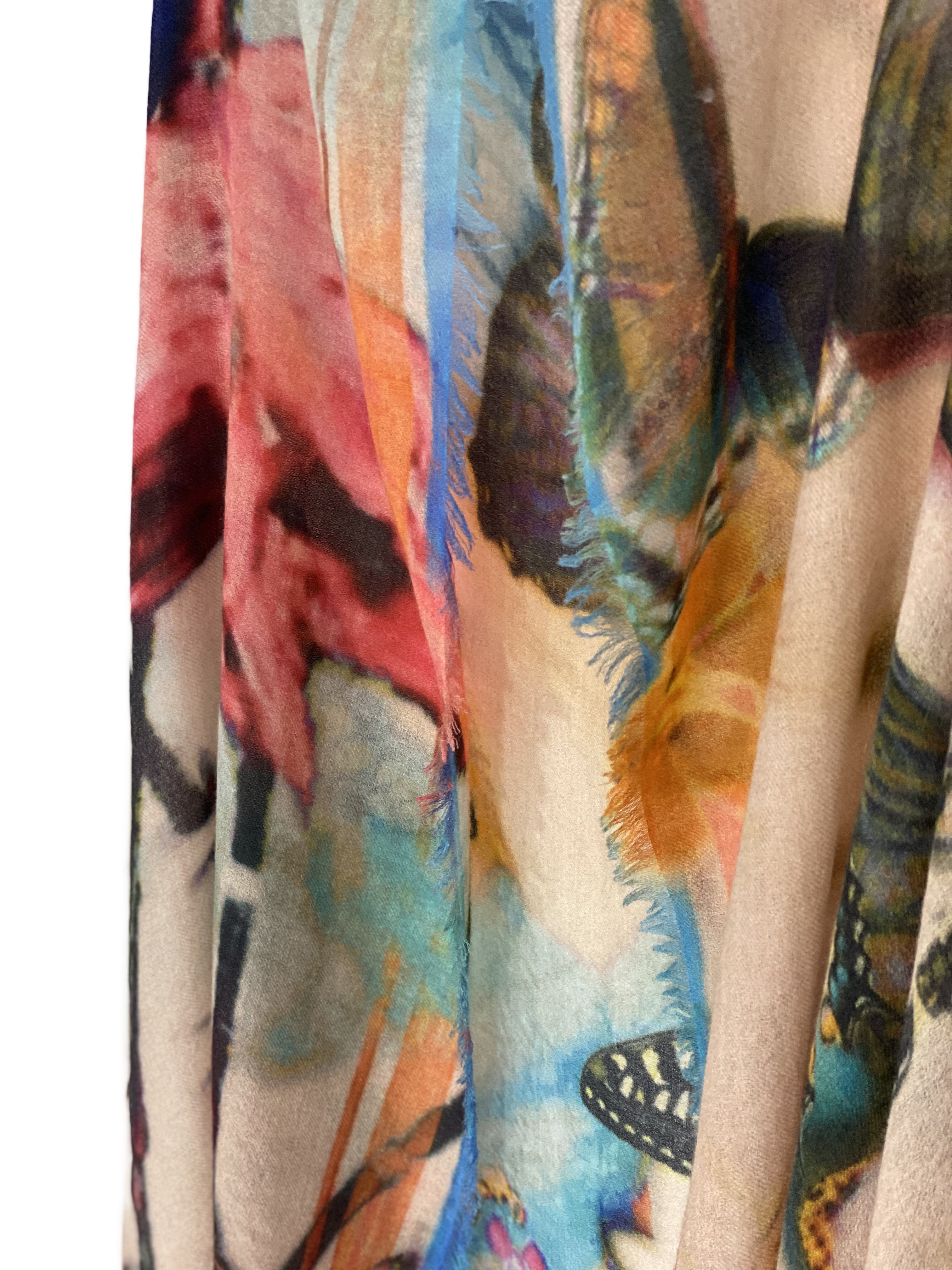 Ama Pure Flamingo turquoise cashmere scarf