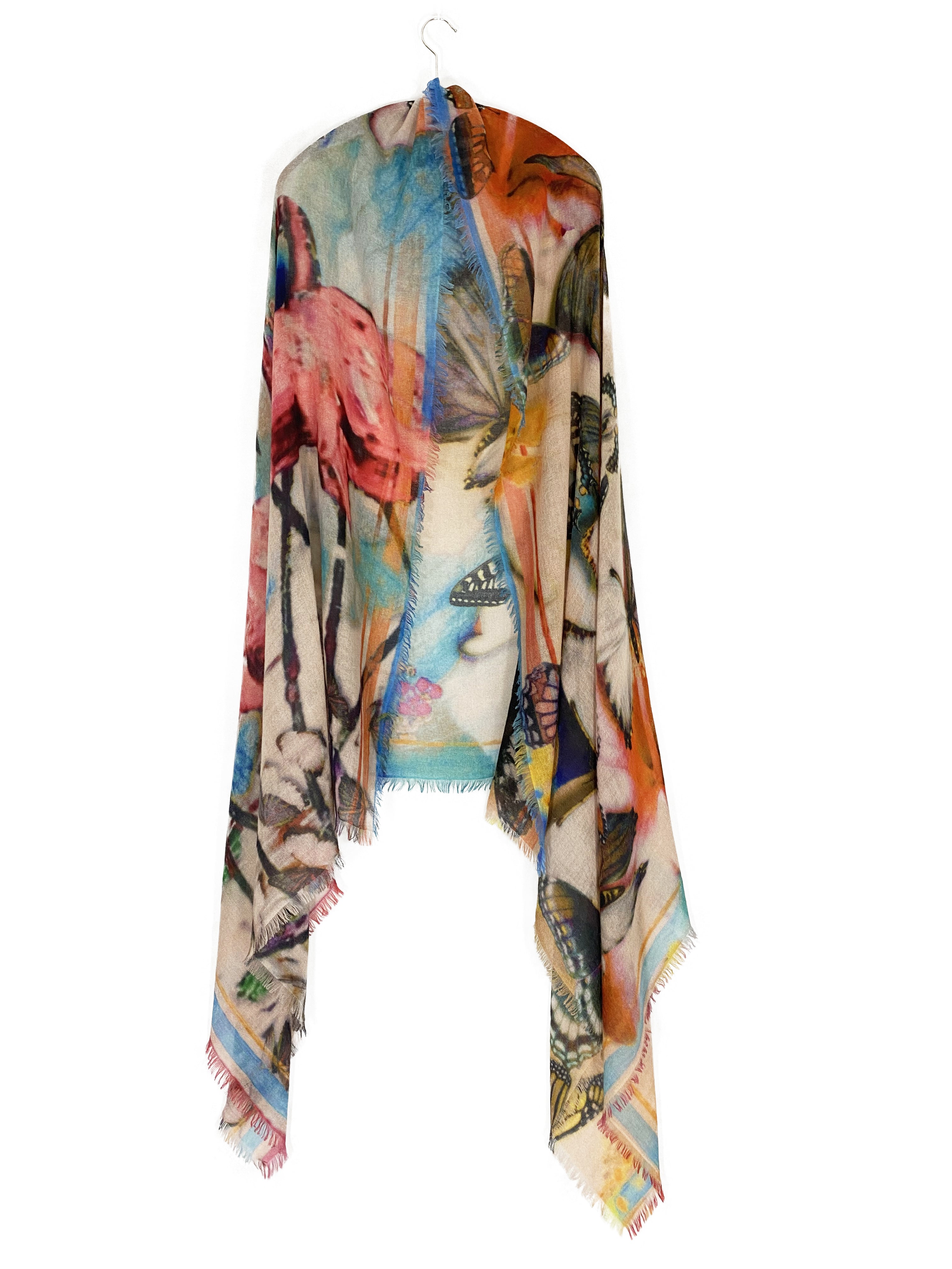 Ama Pure Flamingo turquoise cashmere scarf