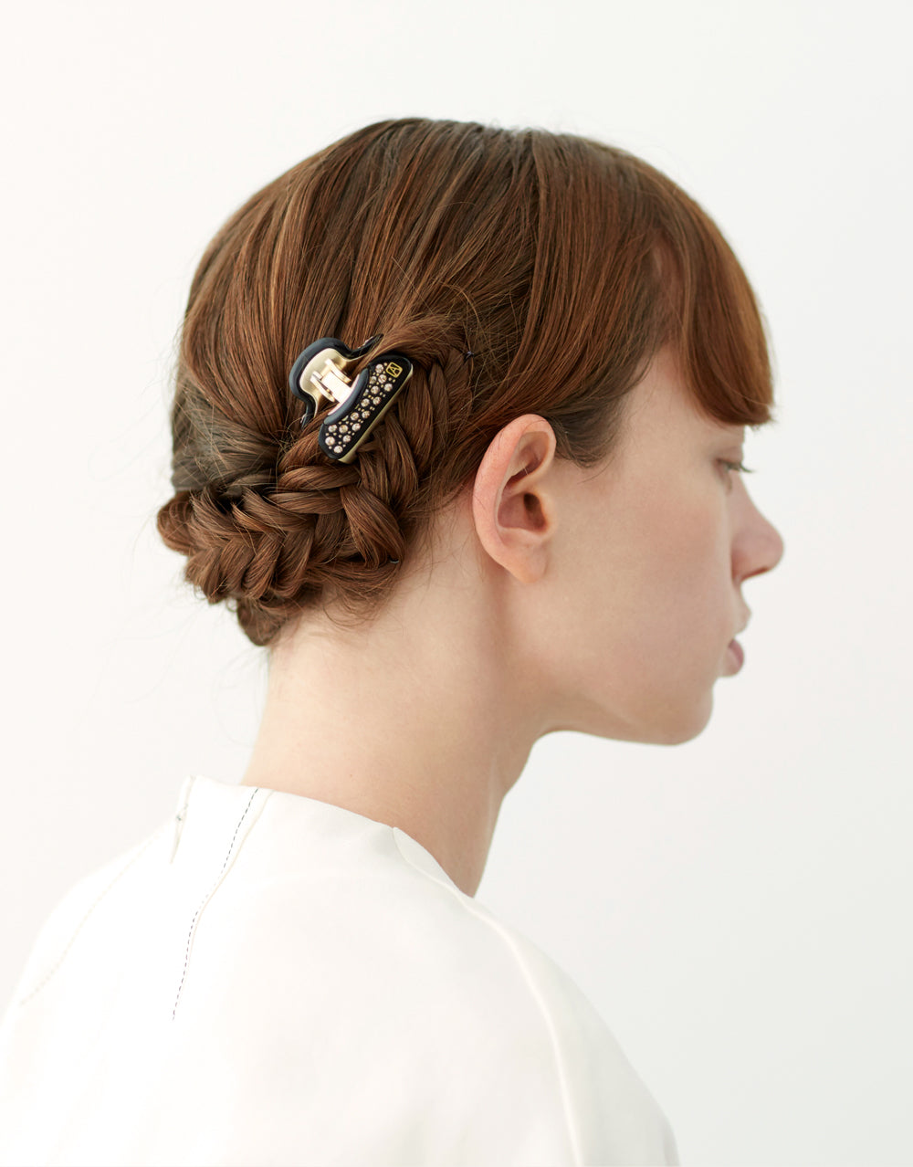 ALEXANDRE DE PARIS Vendome Gold Platted and Crystal Black Hair Clip