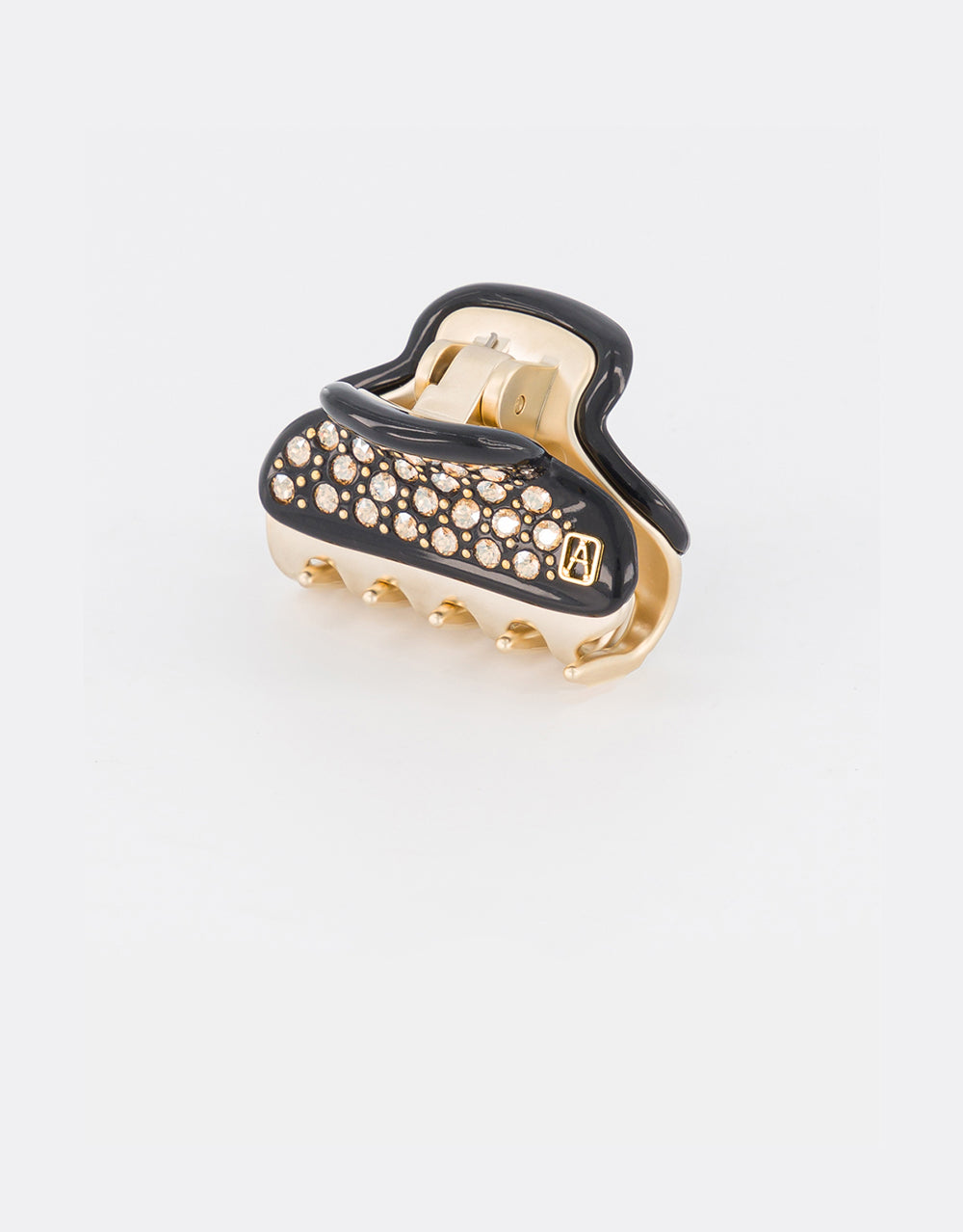 ALEXANDRE DE PARIS Vendome Gold Platted and Crystal Black Hair Clip