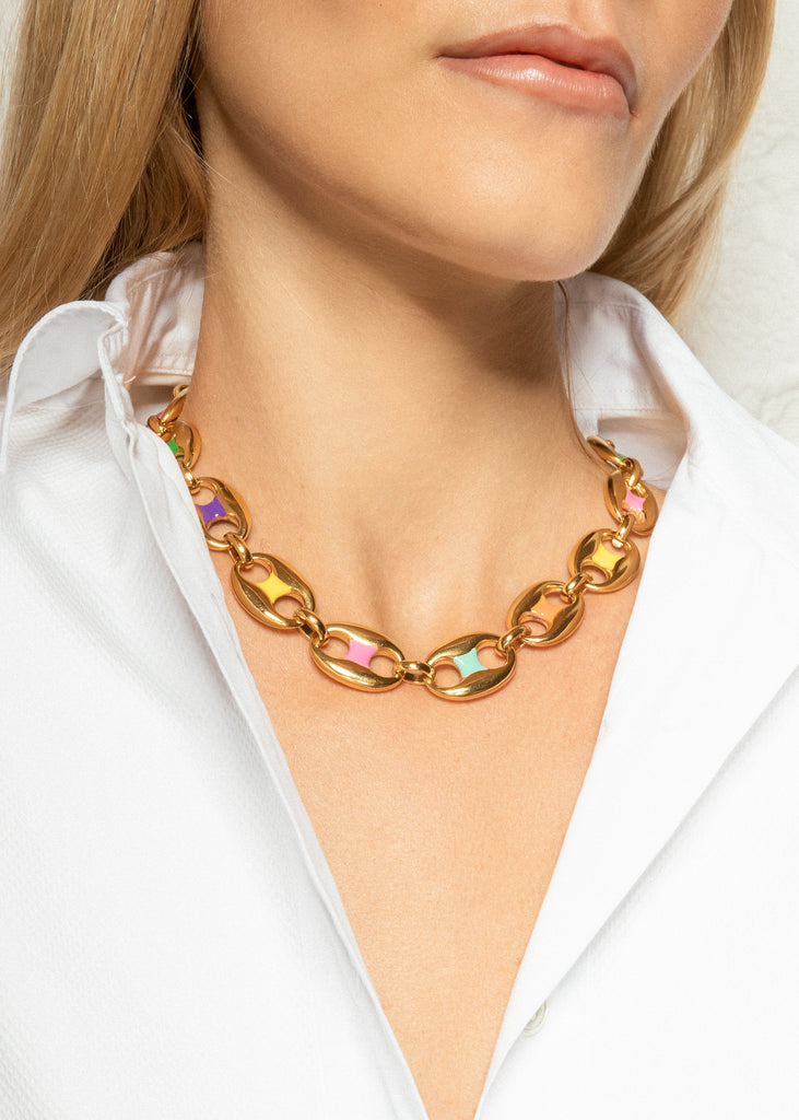 SYLVIA TOLEDANO Neo gold necklace with Multi Enamel