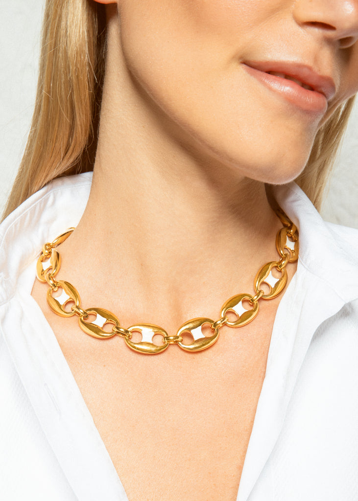 SYLVIA TOLEDANO Neo gold necklace with White Enamel