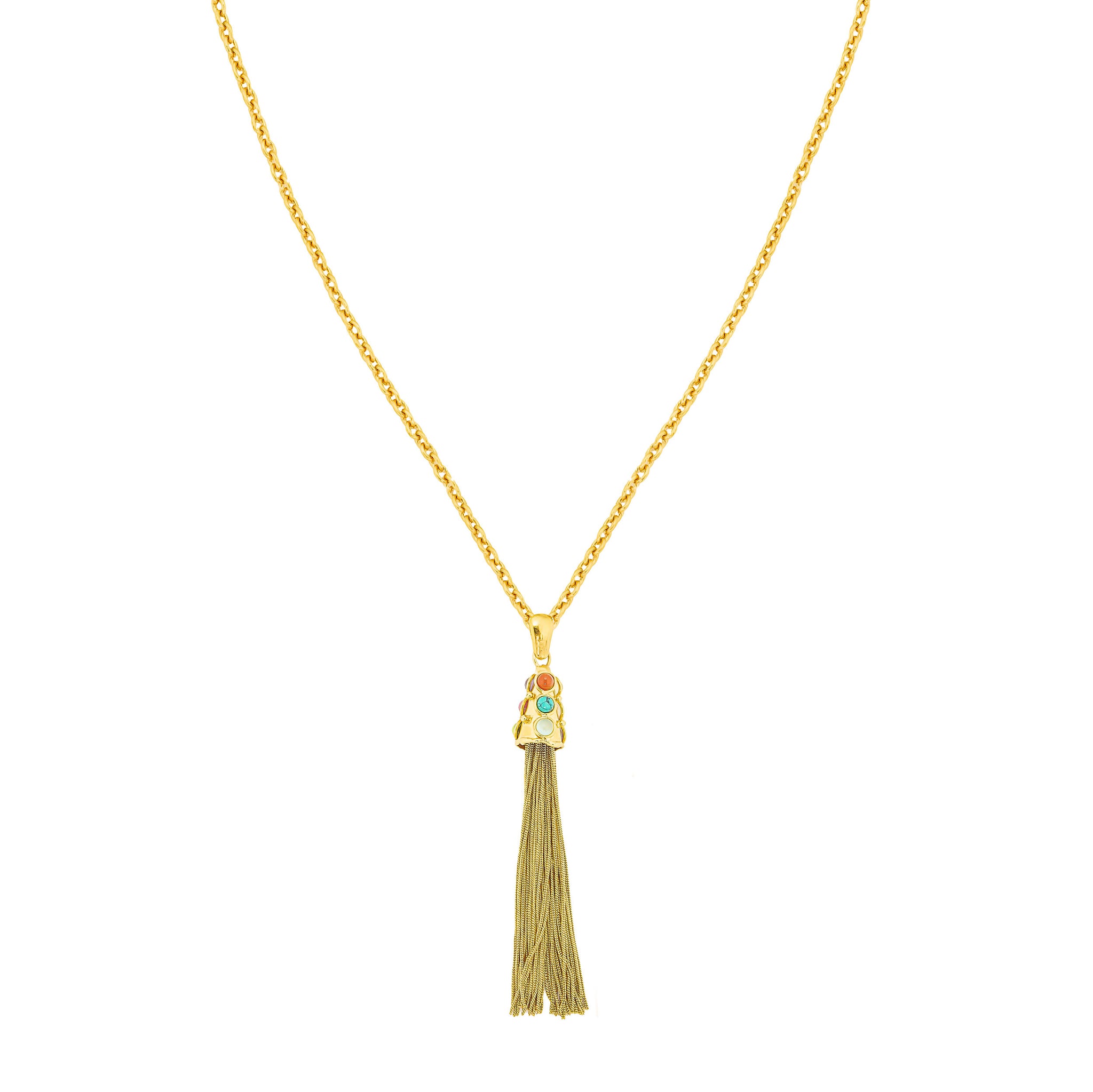 Pompon long necklace