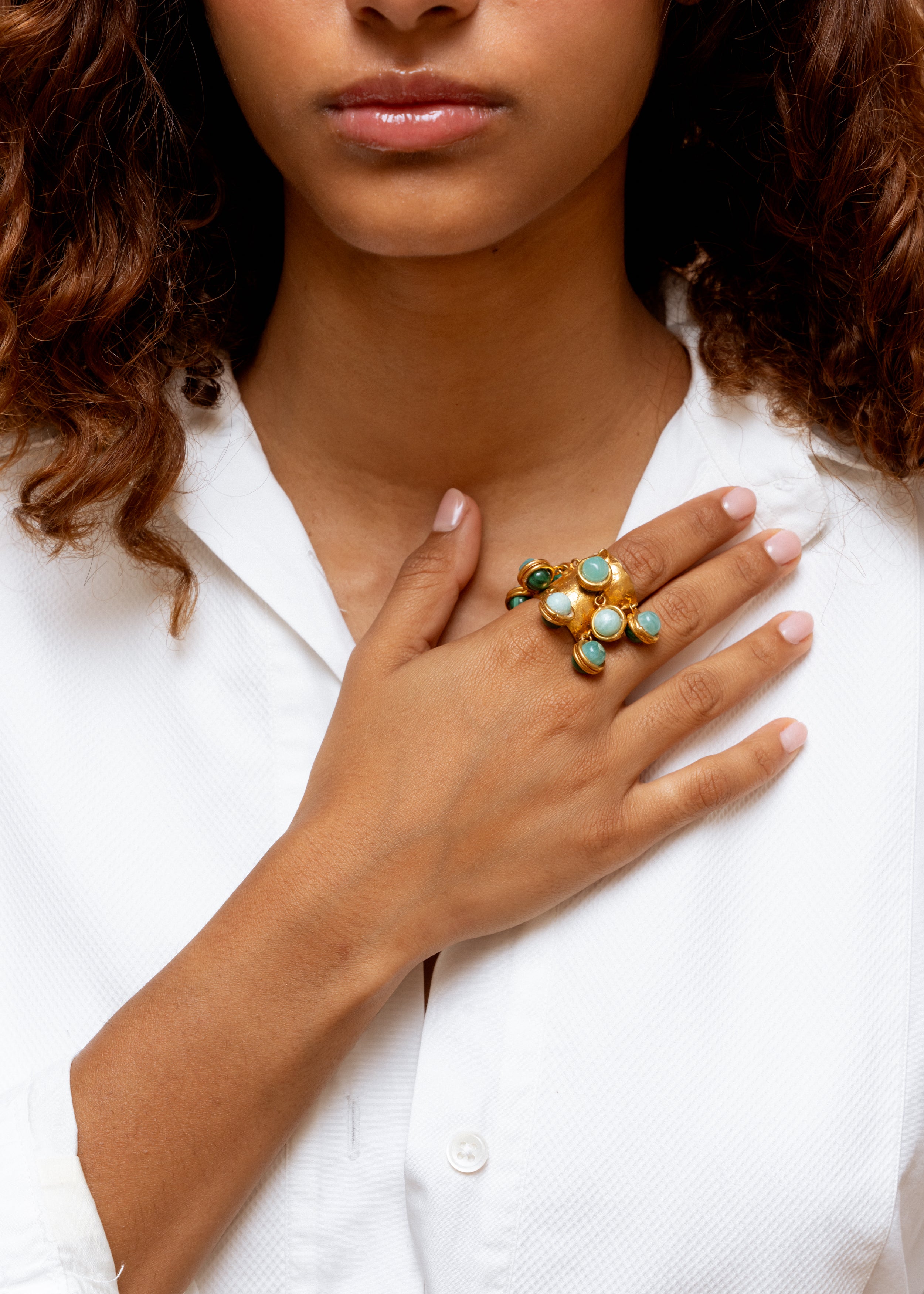 SYLVIA TOLEDANO Candies ring with Malachite-Amazonite