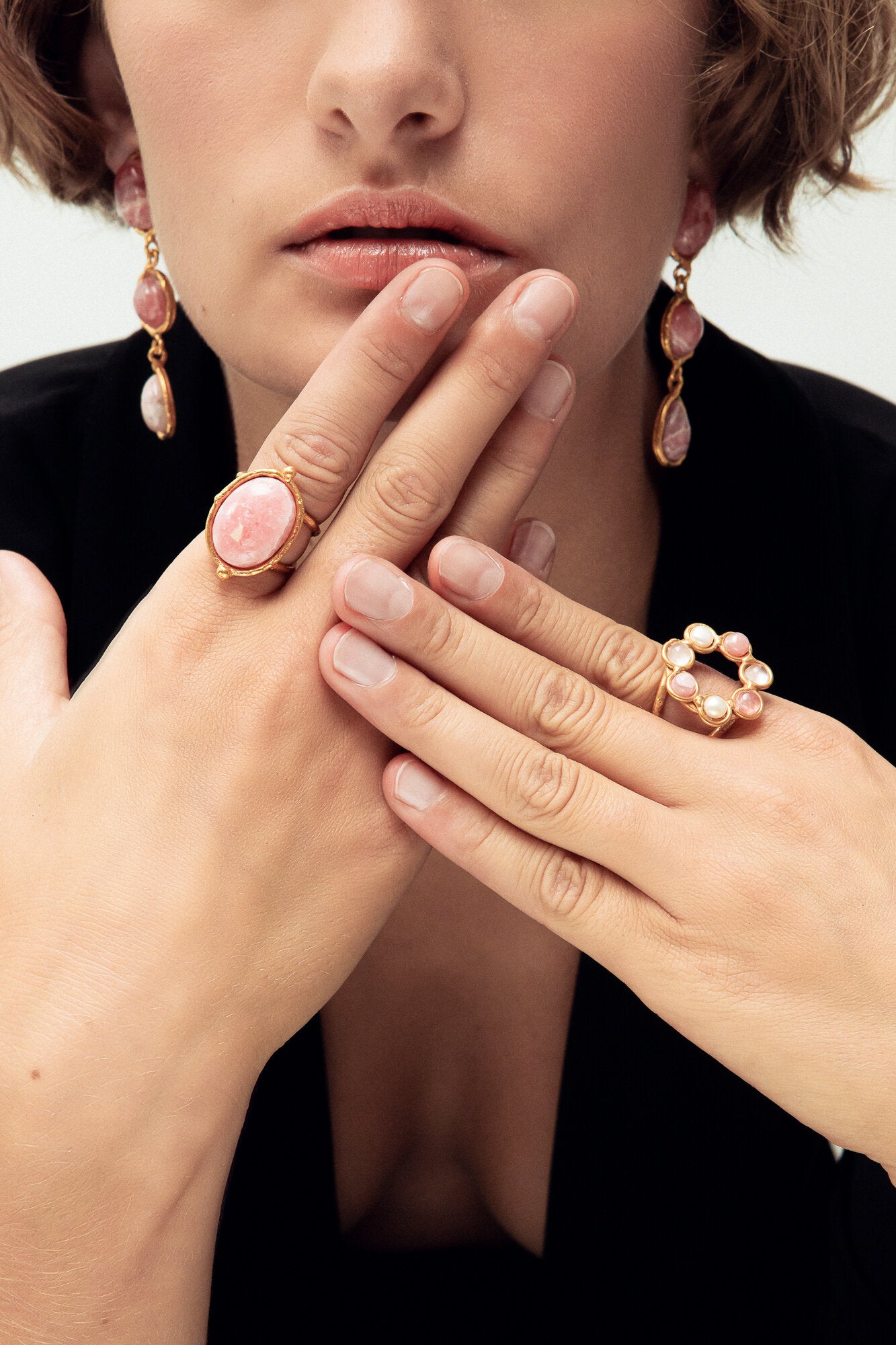 Grande Ovale ring with rhodochrosite
