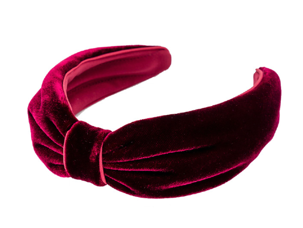 ALEXANDRE DE PARIS Adele Pleated Burgundy Velvet Headband