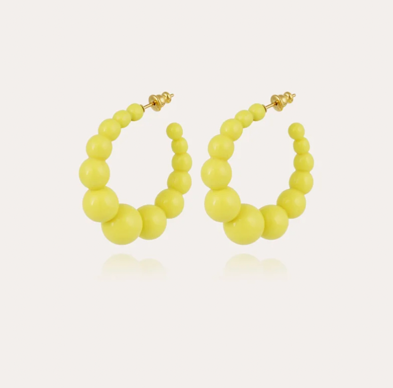 Creole Andy Acetate Hoop Earrings in Yellow Creole Andy Acetate Hoop Earrings in Yellow
