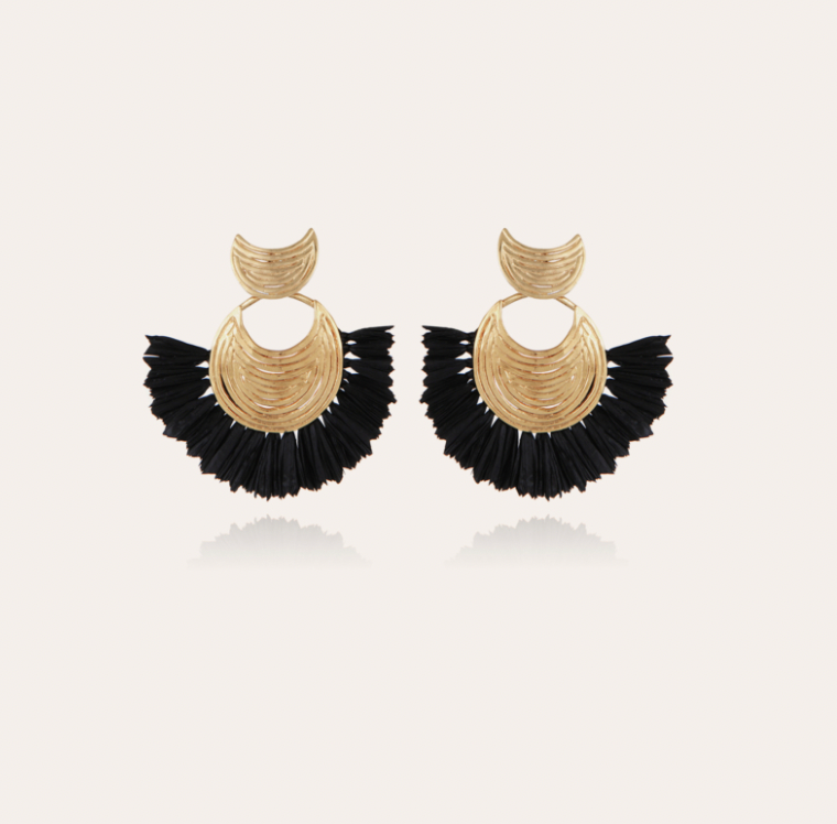 GAS BIJOUX Luna Wave raffia earrings gold