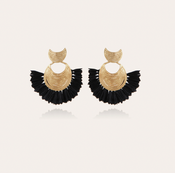 GAS BIJOUX Luna Wave raffia earrings gold