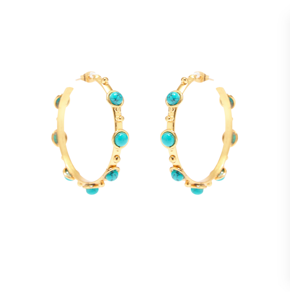 Petite candies hoop earrings in turquoise