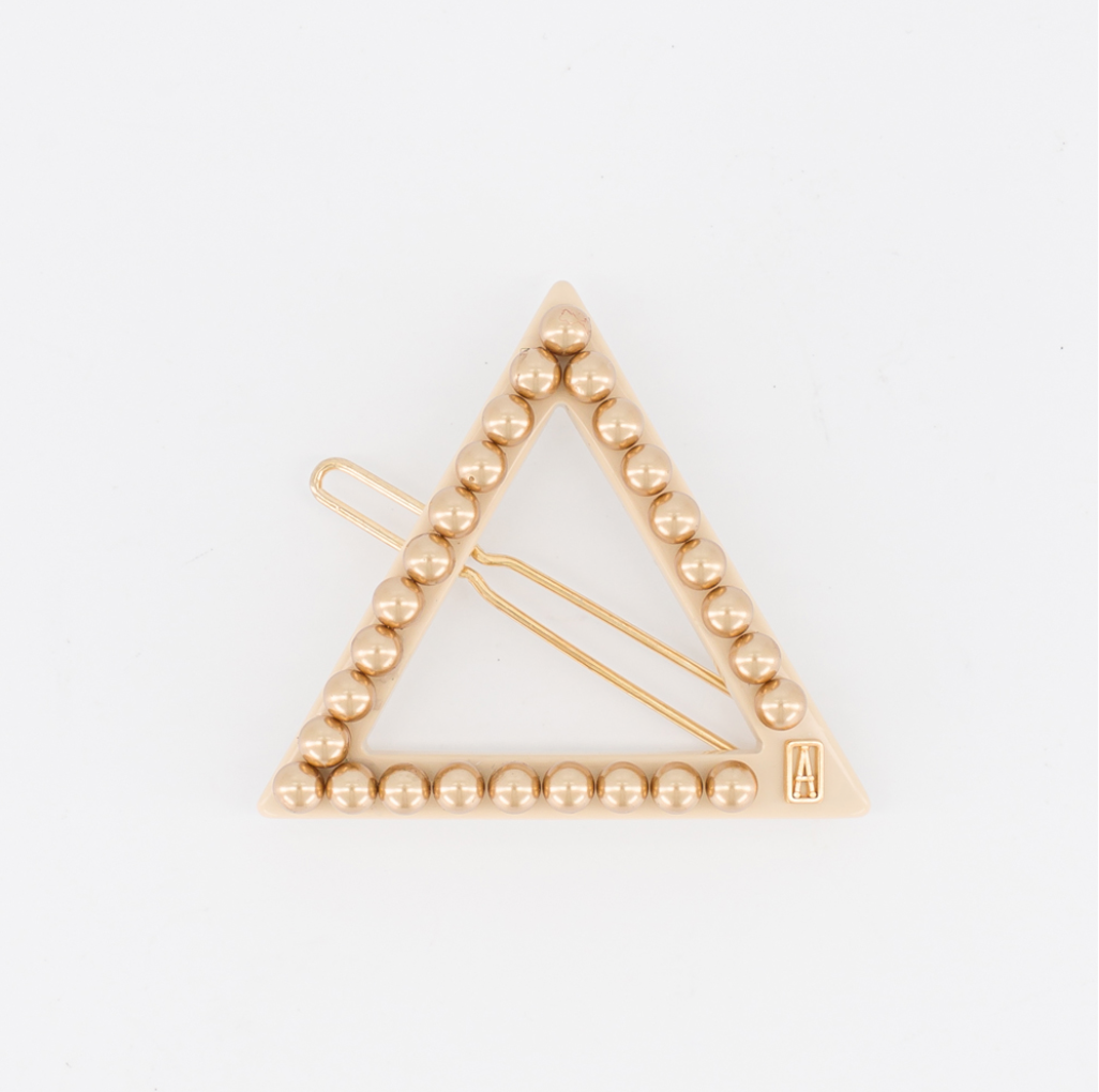 ALEXANDRE DE PARIS Pearl side barrette beige