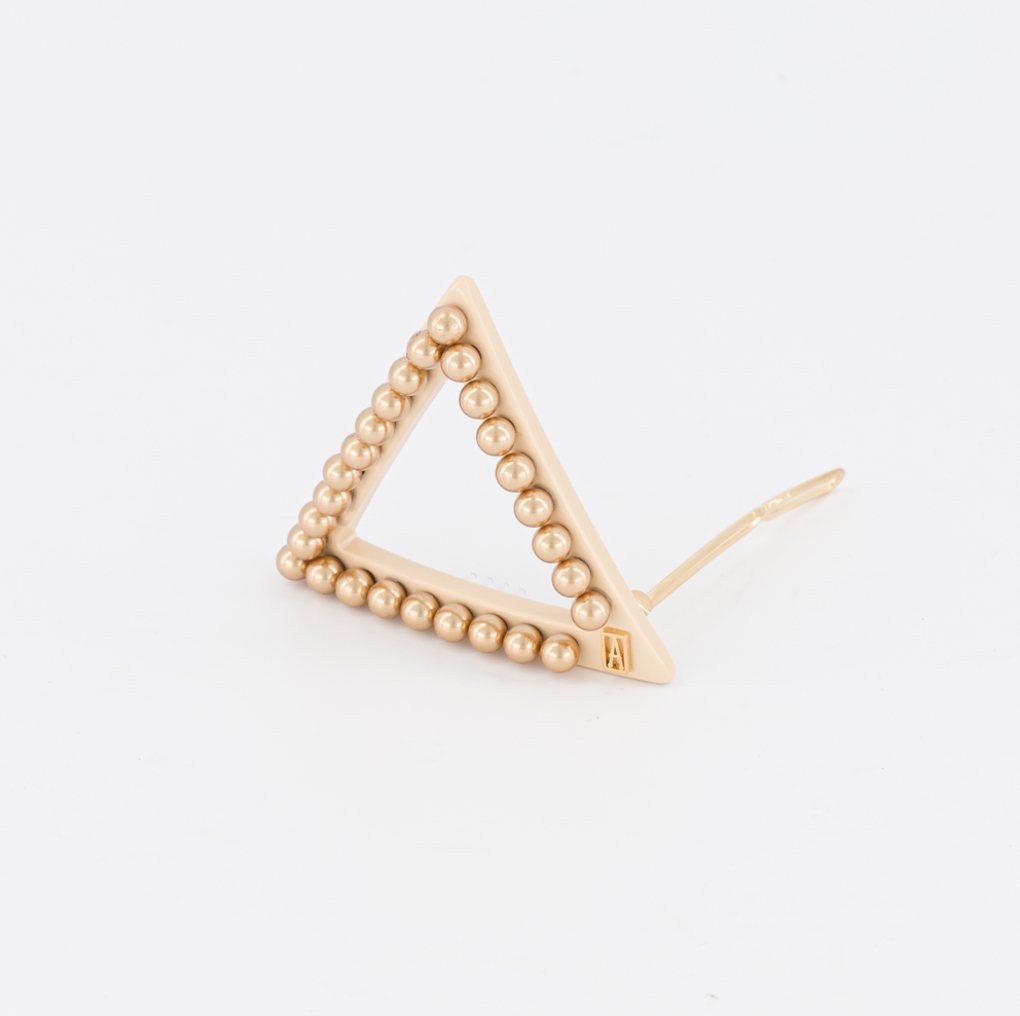 ALEXANDRE DE PARIS Pearl side barrette beige