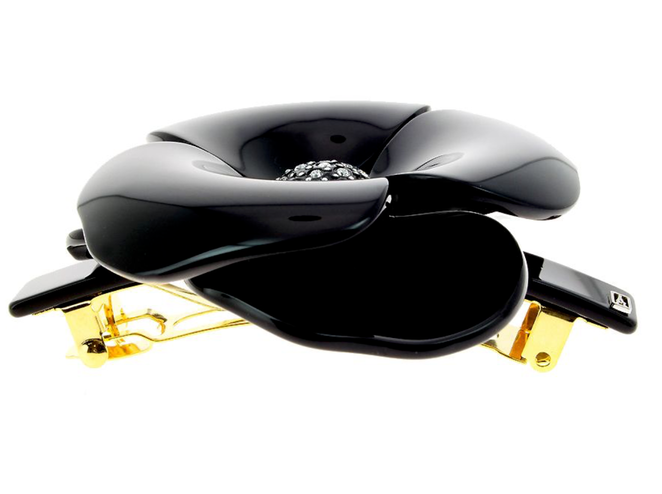 ALEXANDRE DE PARIS black Camelia barrette