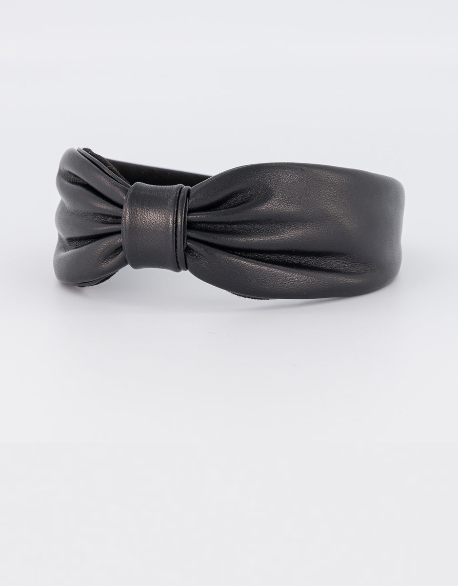 ALEXANDRE DE PARIS Bow Leather Headband