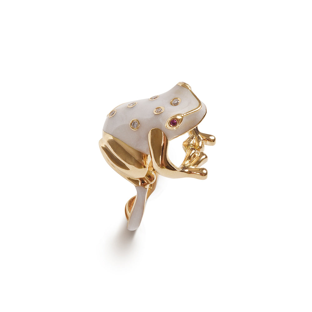 NAYLA ARIDA enamel Frog ring