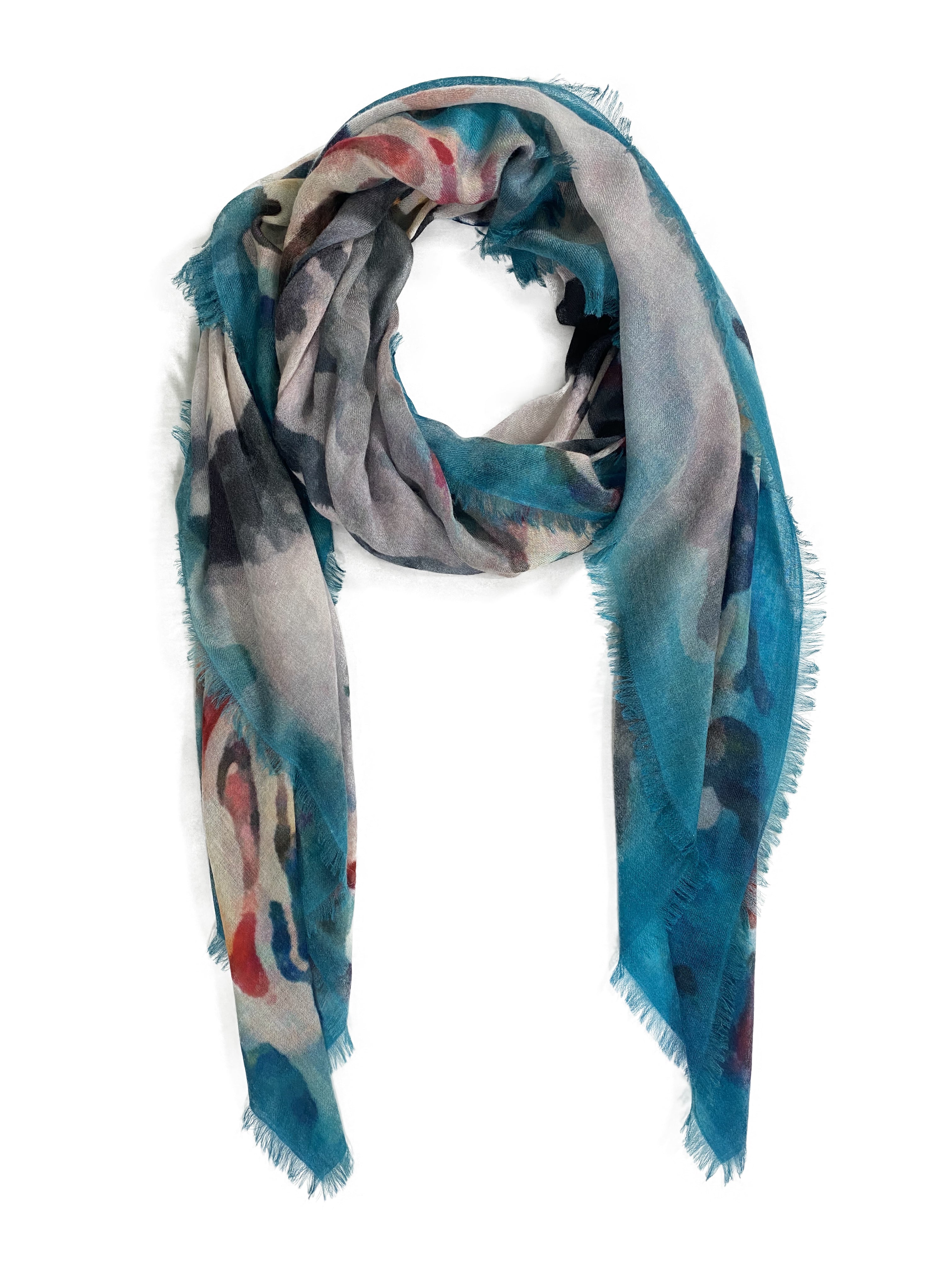 AMA PURE Zebra turquoise cashmere scarf