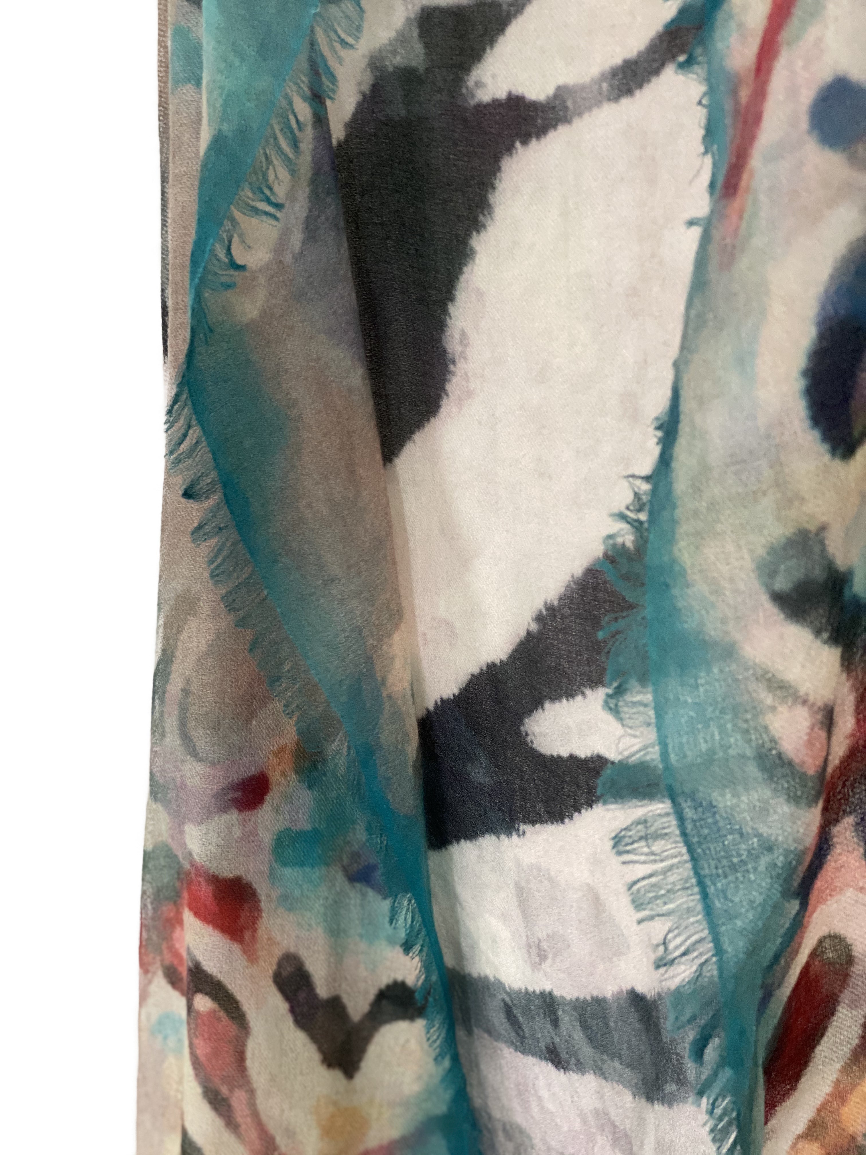 AMA PURE Zebra turquoise cashmere scarf