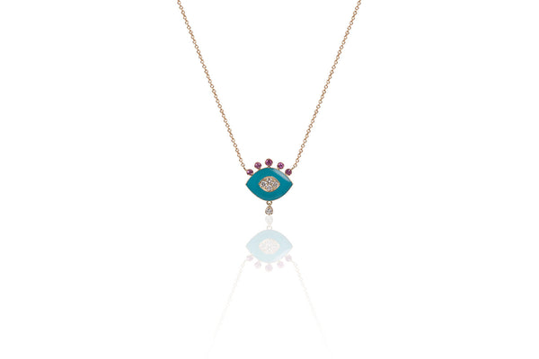 NAYLA ARIDA turquoise evil eye necklace