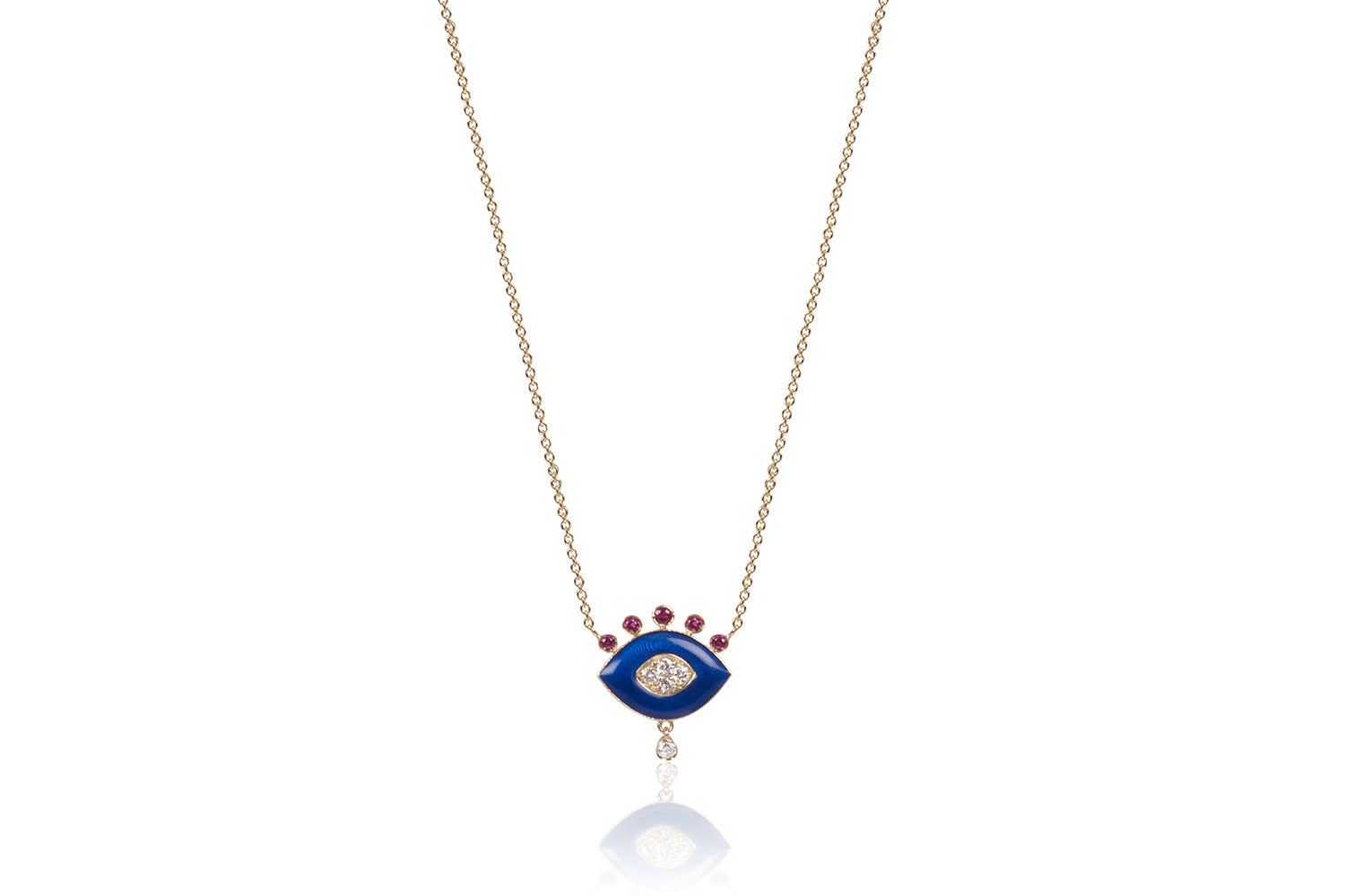 Pink Sapphire & Diamond Evil Eye Necklace White Gold/Pink Sapphire